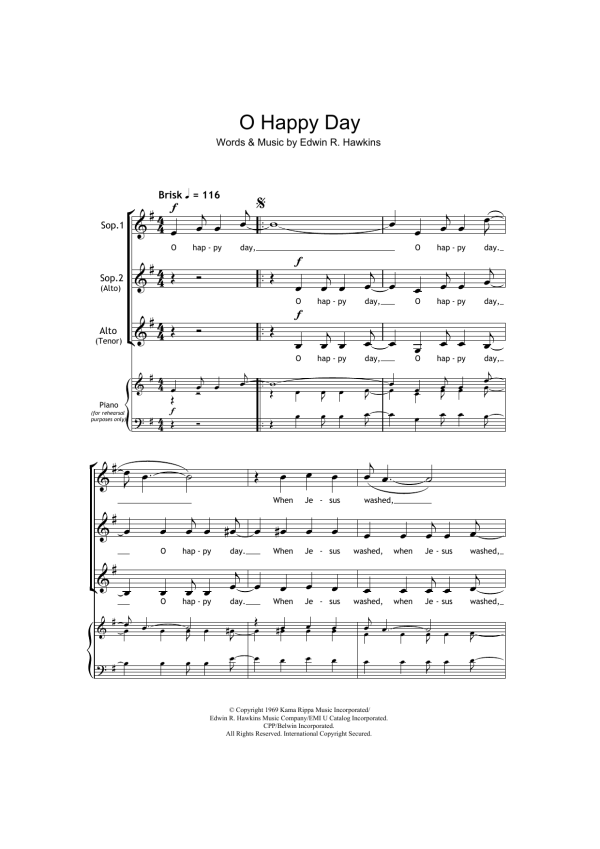 African-American Spiritual Oh Happy Day (arr. Barrie Carson Turner) Musik Noten - SSA Choir - 45244-0