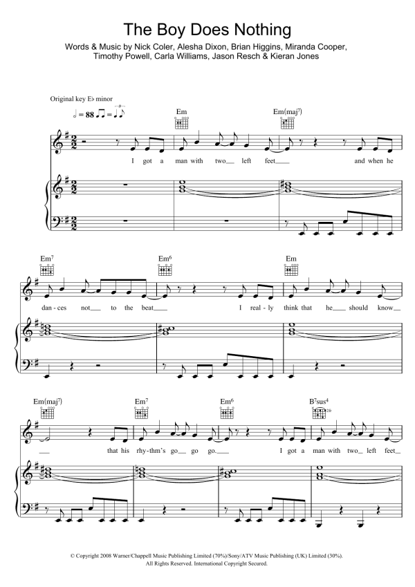 Alesha Dixon The Boy Does Nothing Musik Noten - Piano, Vocal & Guitar Chords - 44523-0