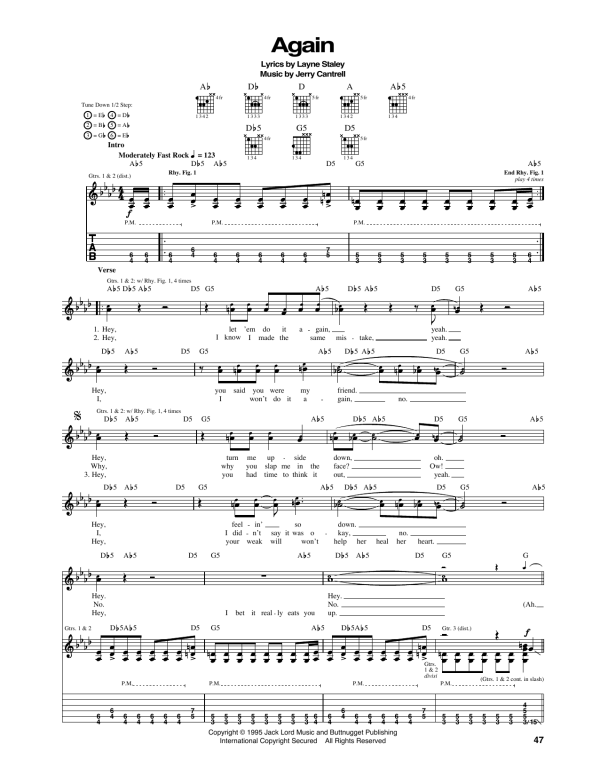 Alice In Chains Again Musik Noten - Guitar Tab - 165531-0