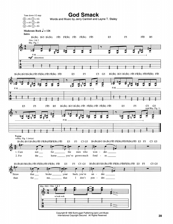 Alice In Chains God Smack Musik Noten - Guitar Tab - 166464-0