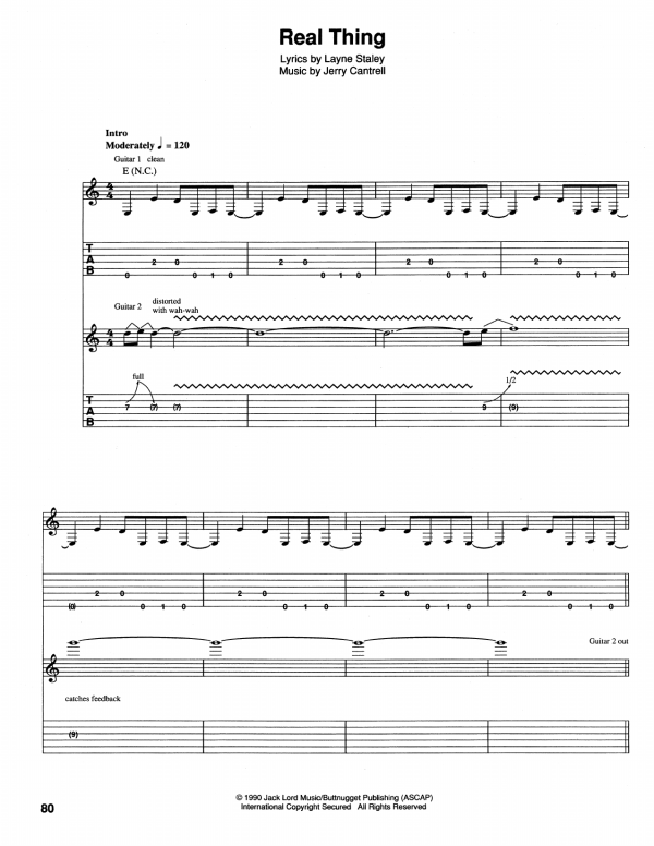 Alice In Chains Real Thing Musik Noten - Guitar Tab - 166555-0