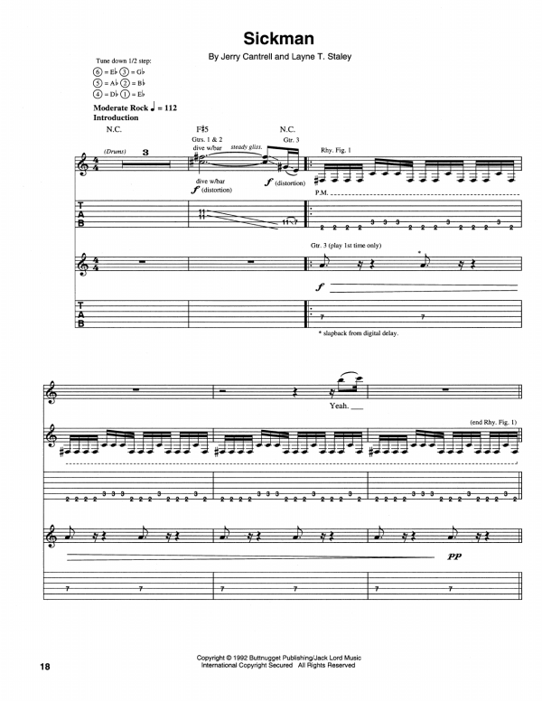 Alice In Chains Sickman Musik Noten - Guitar Tab - 166466-0