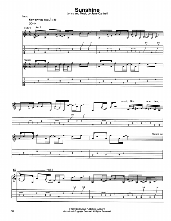 Alice In Chains Sunshine Musik Noten - Guitar Tab - 166563-0