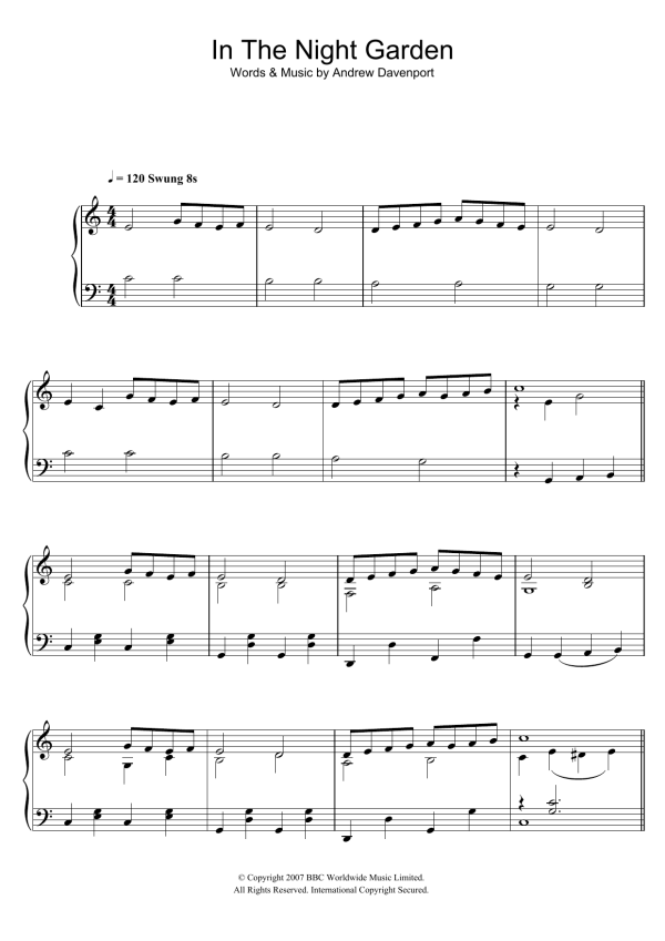 Andrew Davenport In The Night Garden Musik Noten - Beginner Piano - 41864-0