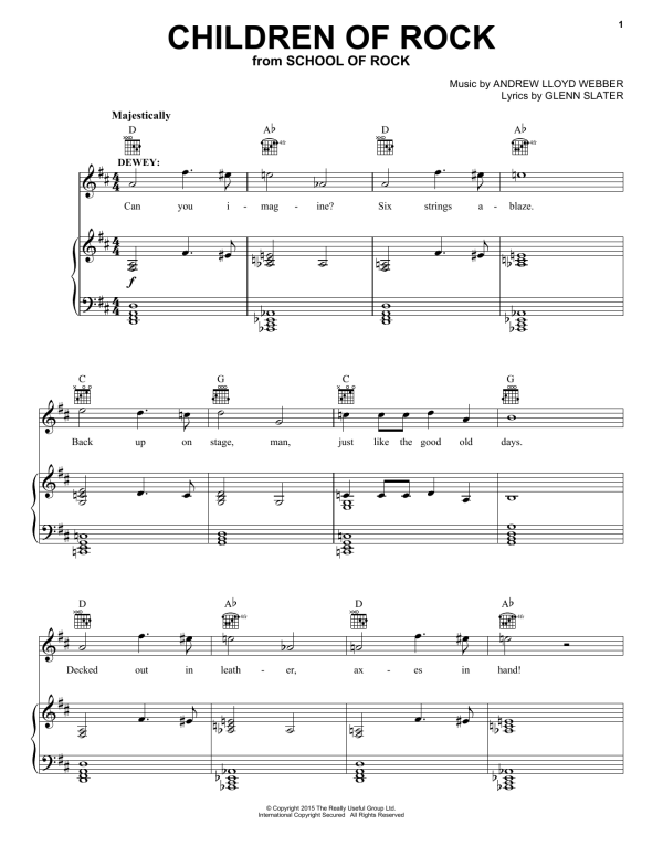 Andrew Lloyd Webber Children Of Rock (from School of Rock: The Musical) Musik Noten - Piano, Vocal & Guitar Chords - 170093-0