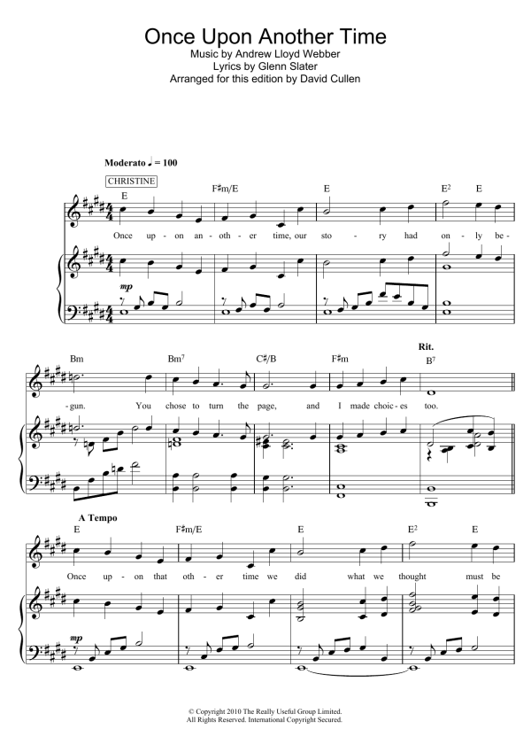 Andrew Lloyd Webber Once Upon Another Time (from Love Never Dies) Musik Noten - Piano, Vocal & Guitar Chords - 104145-0