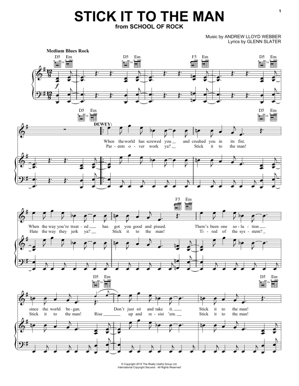 Andrew Lloyd Webber Stick It To The Man (from School of Rock: The Musical) Musik Noten - Piano, Vocal & Guitar Chords - 170098-0