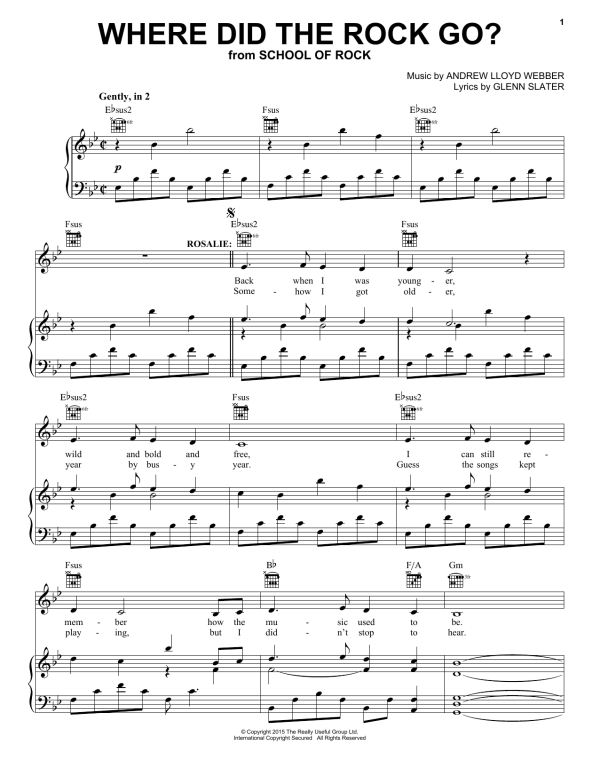 Andrew Lloyd Webber Where Did The Rock Go? (from School of Rock: The Musical) Musik Noten - Piano, Vocal & Guitar Chords - 170091-0