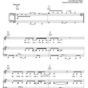 Anna Nalick Paper Bag Musik Noten - Piano, Vocal & Guitar Chords - 55159-0
