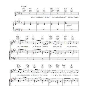 Aqua Barbie Girl Musik Noten - Piano, Vocal & Guitar Chords - 18497-0