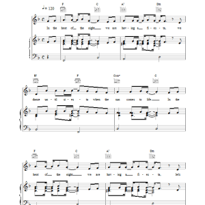 Aqua Heat of the Night Musik Noten - Piano, Vocal & Guitar Chords - 15171-0