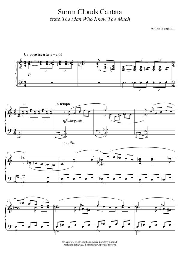 Arthur Benjamin The Storm Clouds Cantata Musik Noten - Piano Solo - 118630-0
