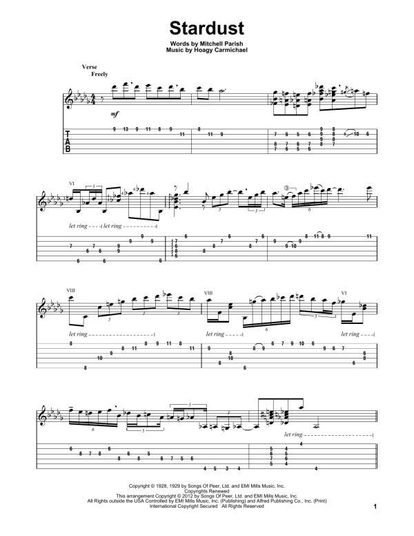 Artie Shaw Stardust Musik Noten - Solo Guitar - 93977-0