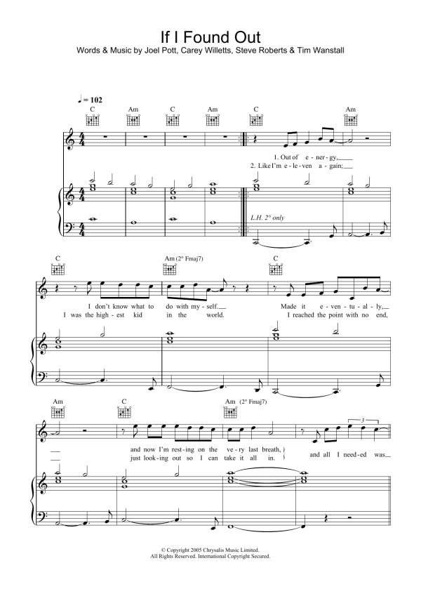 Athlete If I Found Out Musik Noten - Piano, Vocal & Guitar Chords - 31765-0