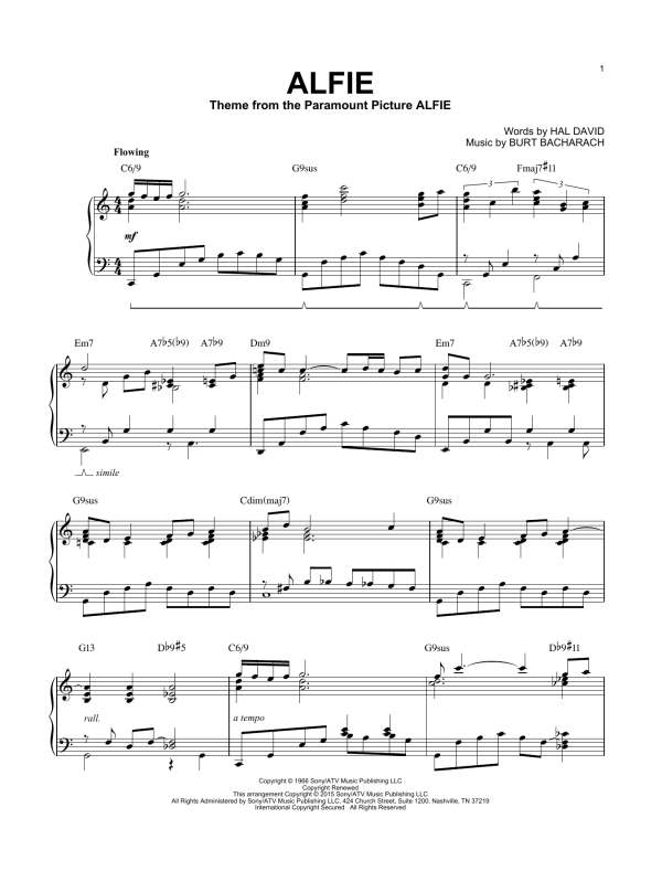 Bacharach & David Alfie [Jazz version] (arr. Brent Edstrom) Musik Noten - Piano Solo - 162538-0