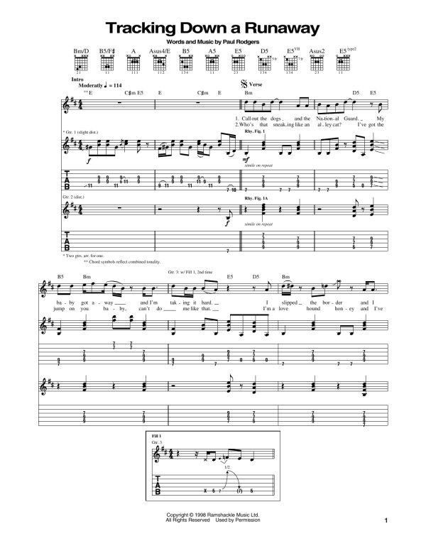 Bad Company Tracking Down A Runaway Musik Noten - Guitar Tab - 170730-0