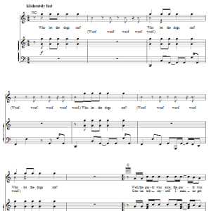 Baha Men Who Let The Dogs Out Musik Noten - Piano, Vocal & Guitar Chords - 18236-0