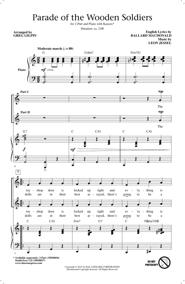 Ballard MacDonald Parade Of The Wooden Soldiers (arr. Greg Gilpin) Musik Noten - 2-Part Choir - 158240-0
