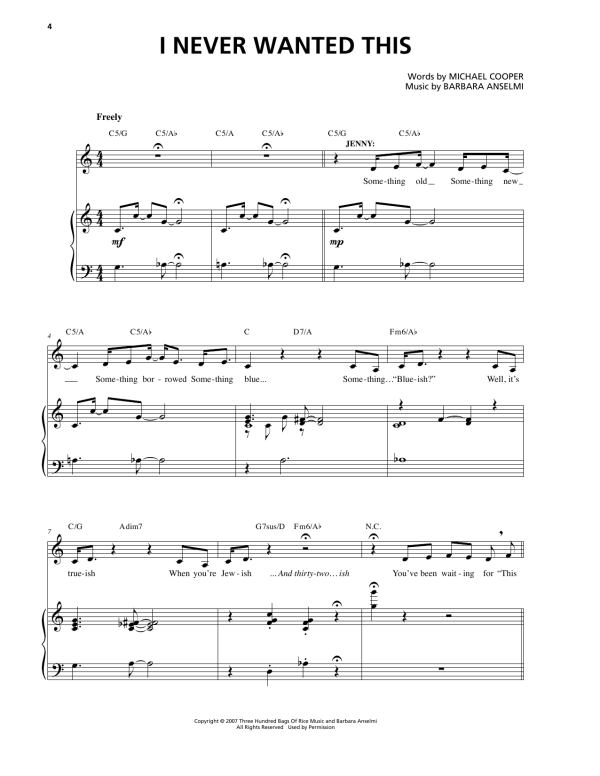 Barbara Anselmi & Michael Cooper I Never Wanted This Musik Noten - Piano & Vocal - 170713-0