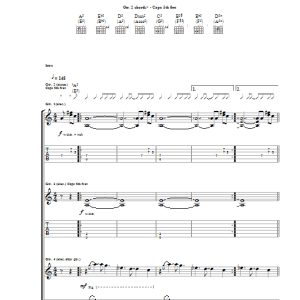 Beady Eye Four Letter Word Musik Noten - Guitar Tab - 108094-0