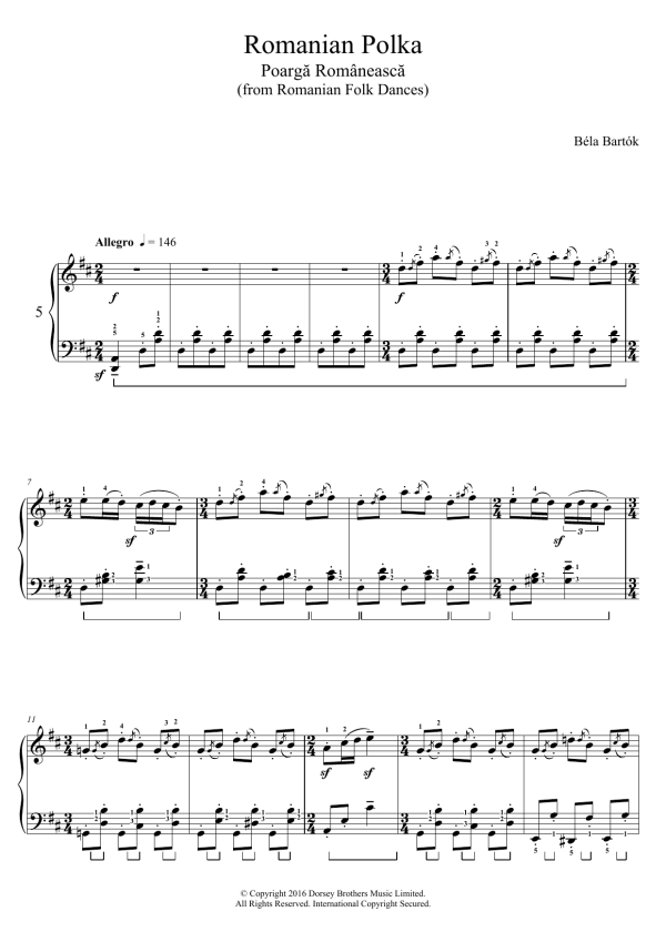 Béla Bartók Romanian Polka (from Romanian Folk Dances) Musik Noten - Piano Solo - 123276-0