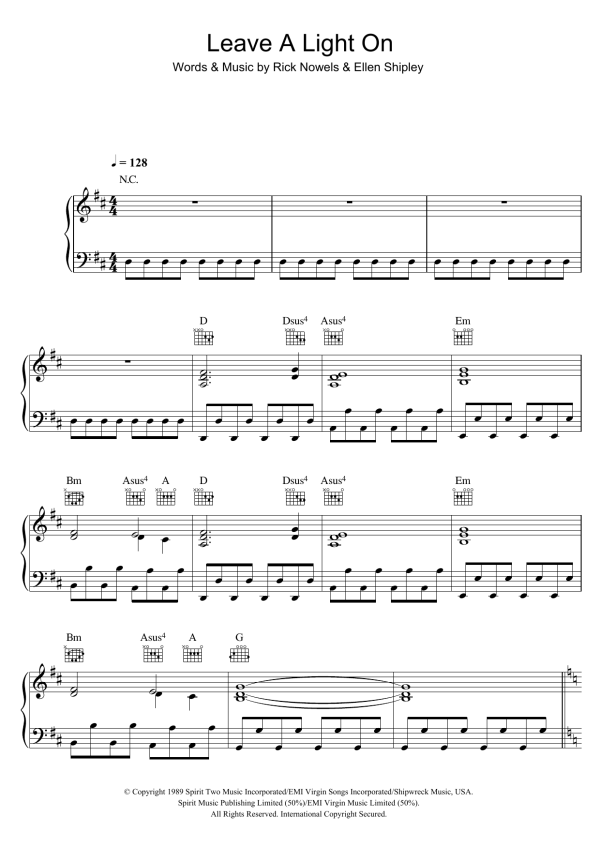 Belinda Carlisle Leave A Light On Musik Noten - Piano, Vocal & Guitar Chords - 42866-0
