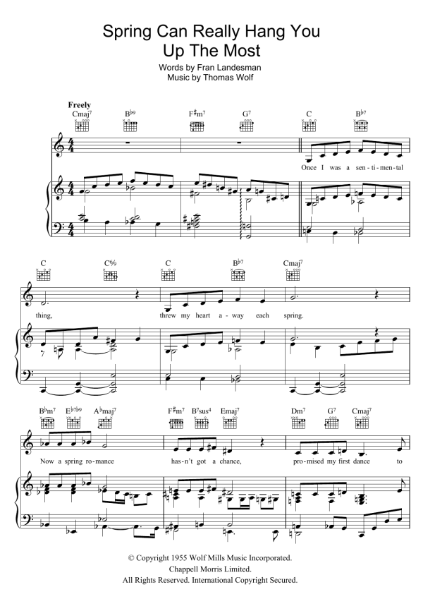 Bette Midler Spring Can Really Hang You Up The Most Musik Noten - Piano, Vocal & Guitar Chords - 106492-0