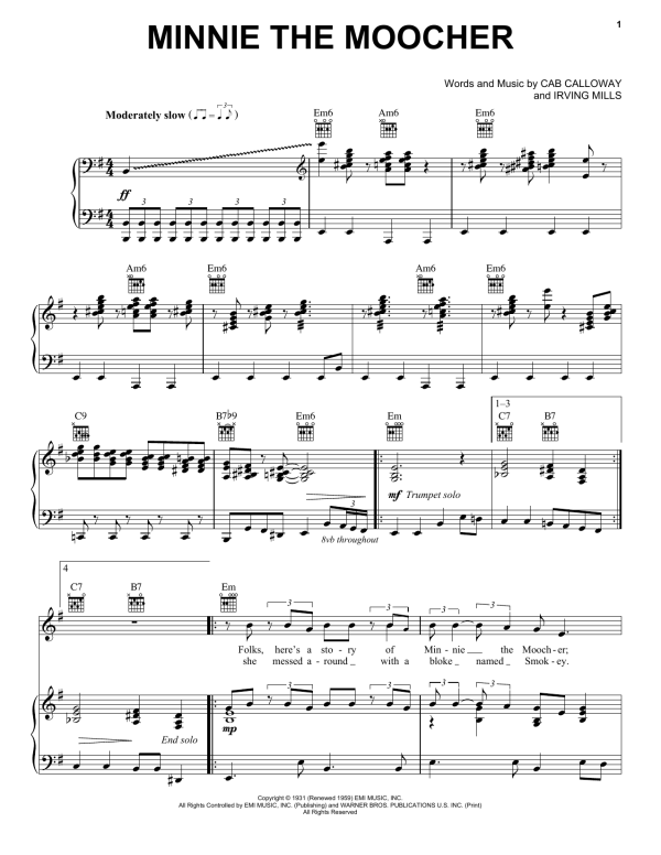 Big Bad Voodoo Daddy Minnie The Moocher Musik Noten - Piano, Vocal & Guitar Chords - 153942-0