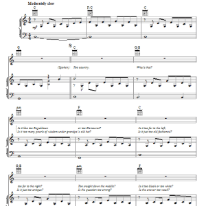Bill Anderson Too Country Musik Noten - Piano, Vocal & Guitar Chords - 83841-0