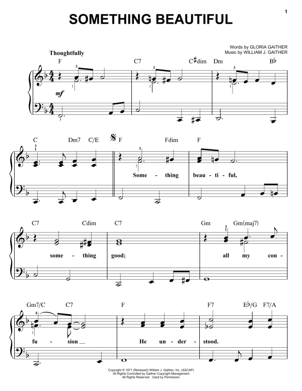 Bill & Gloria Gaither Something Beautiful Musik Noten - Easy Piano - 157597-0