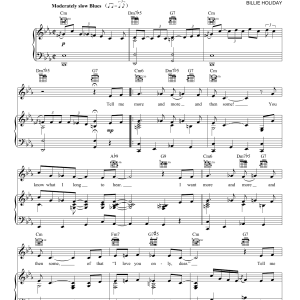 Billie Holiday Tell Me More And More And Then Some Musik Noten - Piano, Vocal & Guitar Chords - 162201-0