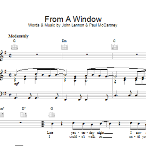 Billy J. Kramer From A Window Musik Noten - Piano, Vocal & Guitar Chords - 15194-0