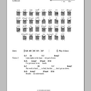 Billy Joel Rosalinda's Eyes Musik Noten - Guitar Chords/Lyrics - 79589-0