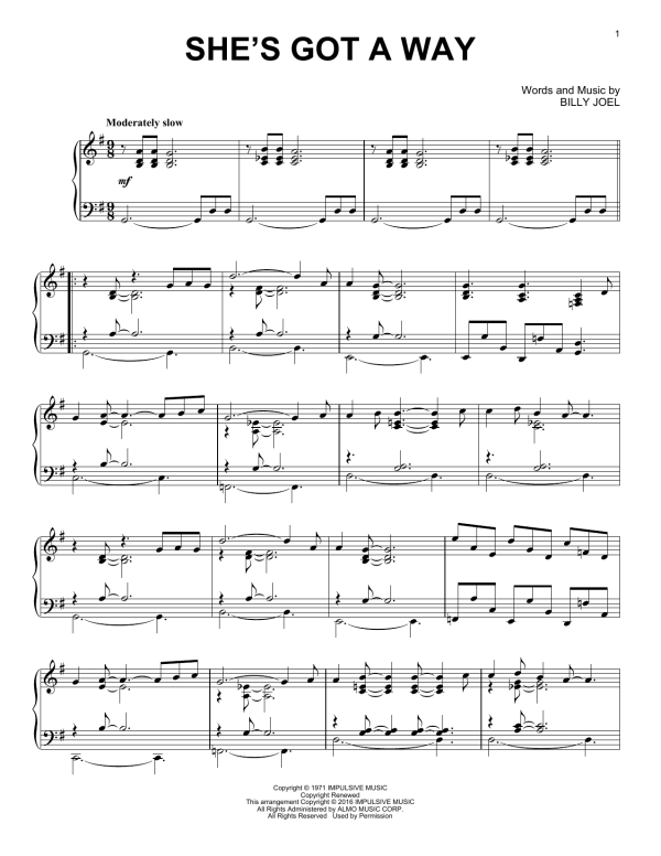 Billy Joel She's Got A Way [Jazz version] Musik Noten - Piano Solo - 164373-0