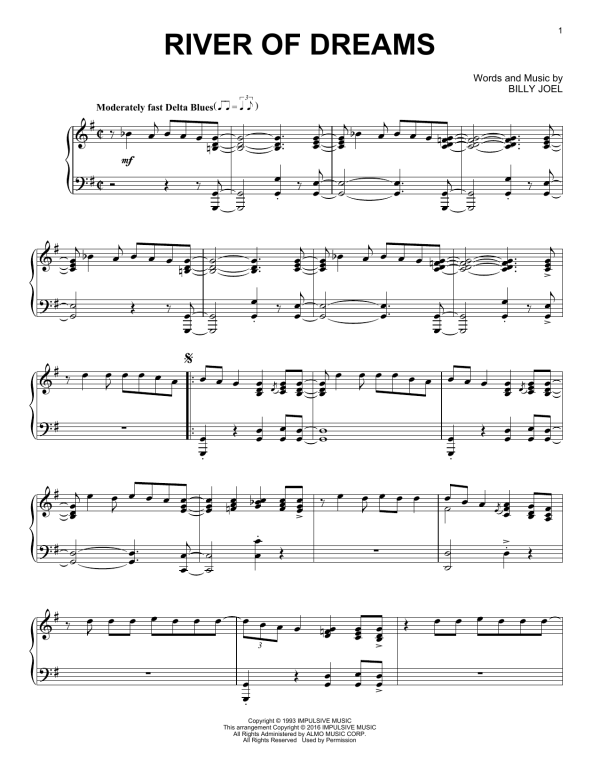 Billy Joel The River Of Dreams [Jazz version] Musik Noten - Piano Solo - 164365-0