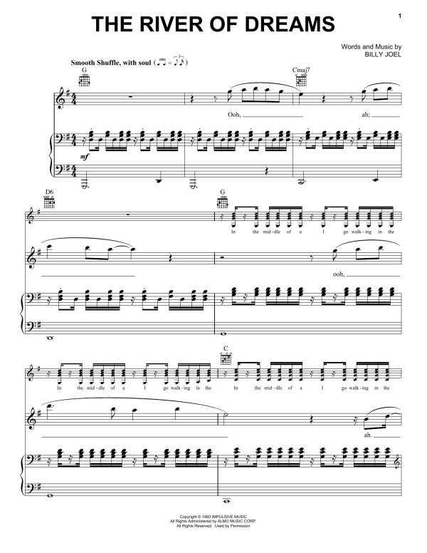 Billy Joel The River Of Dreams Musik Noten - Piano, Vocal & Guitar Chords - 18314-0
