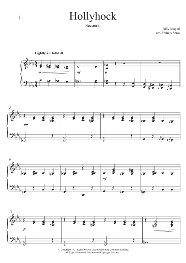 Billy Mayerl Hollyhock Musik Noten - Piano Duet - 114890-0