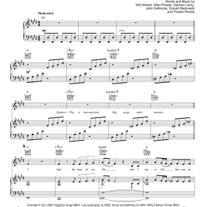 Black Eyed Peas The Time (Dirty Bit) Musik Noten - Piano, Vocal & Guitar Chords - 170654-0