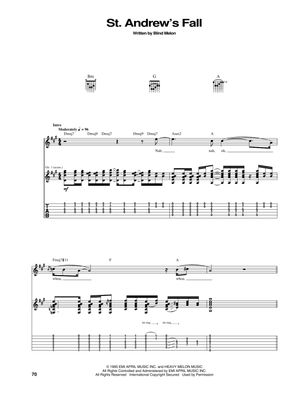 Blind Melon St. Andrew's Fall Musik Noten - Guitar Tab - 172263-0