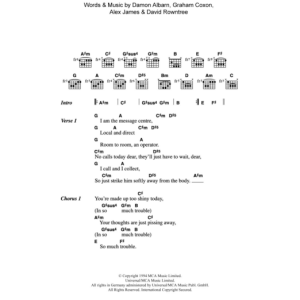 Blur Trouble In The Message Centre Musik Noten - Guitar Chords/Lyrics - 108502-0