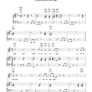 Bob Dylan Man Gave Names To All The Animals Musik Noten - Piano, Vocal & Guitar Chords - 40187-0