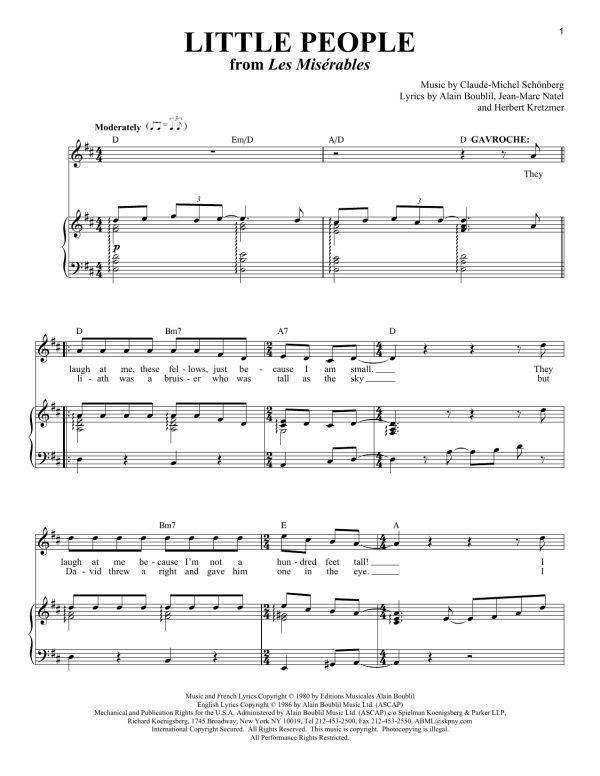 Boublil and Schonberg Little People Musik Noten - Piano & Vocal - 86758-0