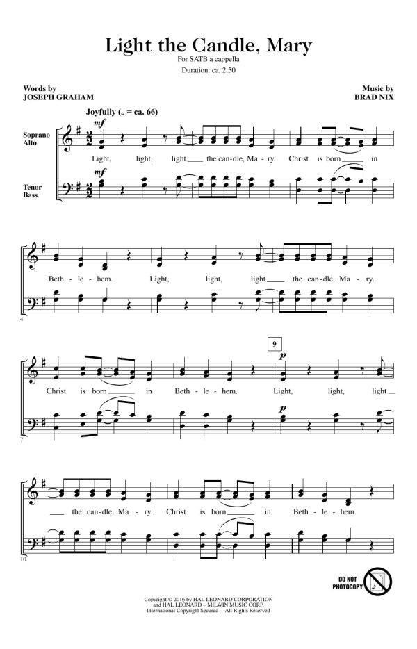 Brad Nix Light The Candle, Mary Musik Noten - SATB Choir - 177826-0