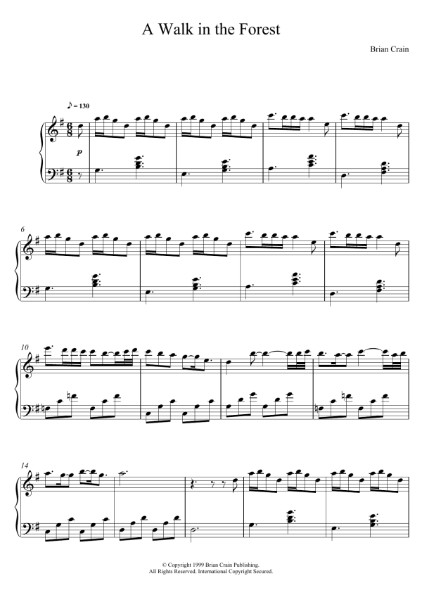 Brian Crain A Walk In The Forest Musik Noten - Piano Solo - 120728-0