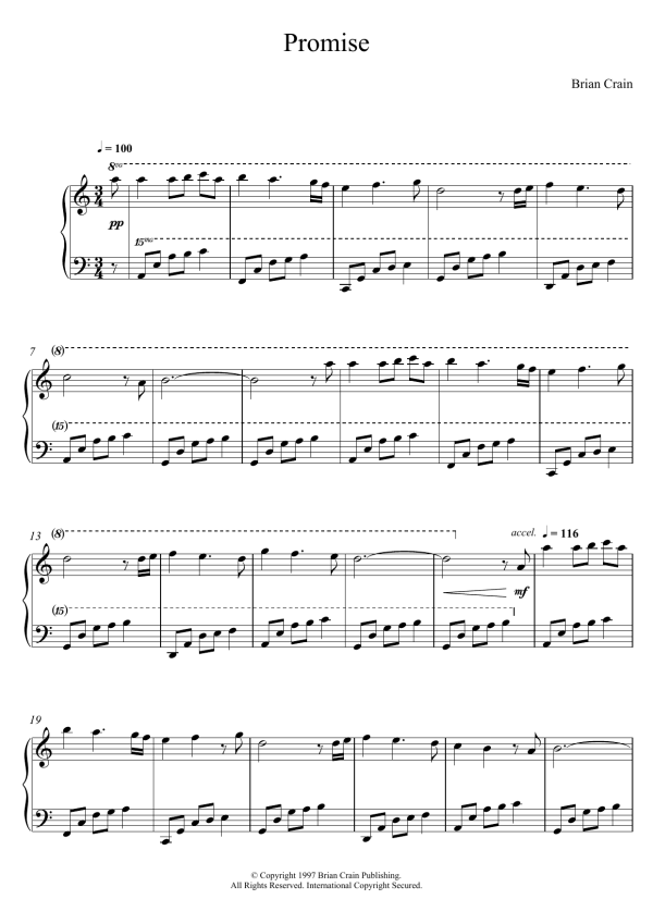 Brian Crain Promise Musik Noten - Piano Solo - 120735-0