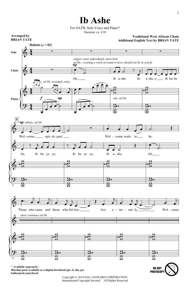 Brian Tate Ib Ashe Musik Noten - SATB Choir - 156071-0