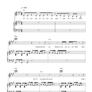 Britney Spears Me Against The Music (Remix) (featuring Madonna) Musik Noten - Piano, Vocal & Guitar Chords - 105835-0