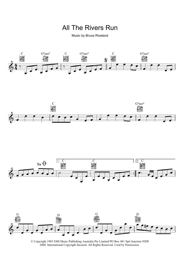 Bruce Rowland All The Rivers Run Musik Noten - Lead Sheet / Fake Book - 39106-0