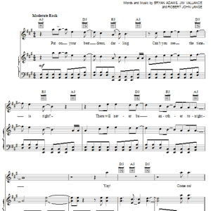 Bryan Adams There Will Never Be Another Tonight Musik Noten - Piano, Vocal & Guitar Chords - 19842-0