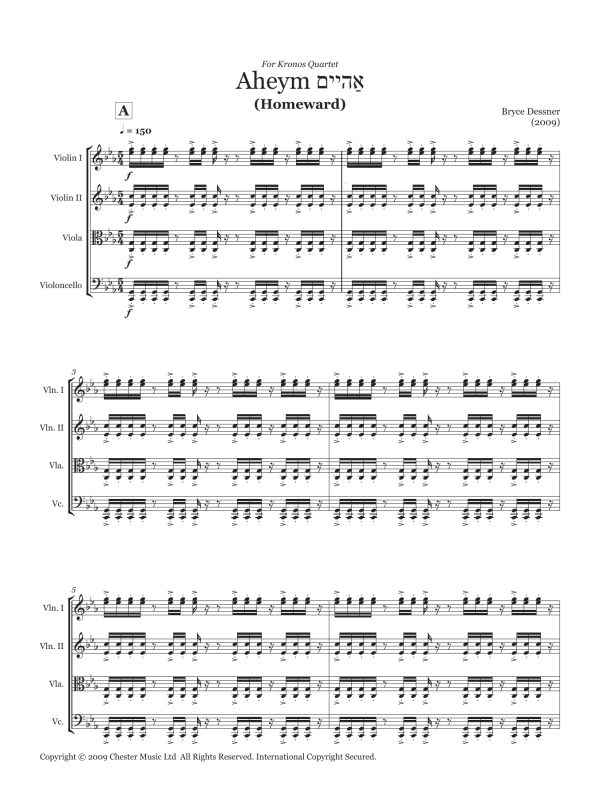 Bryce Dessner Aheym (String quartet score and parts) Musik Noten - String Ensemble - 120936-0